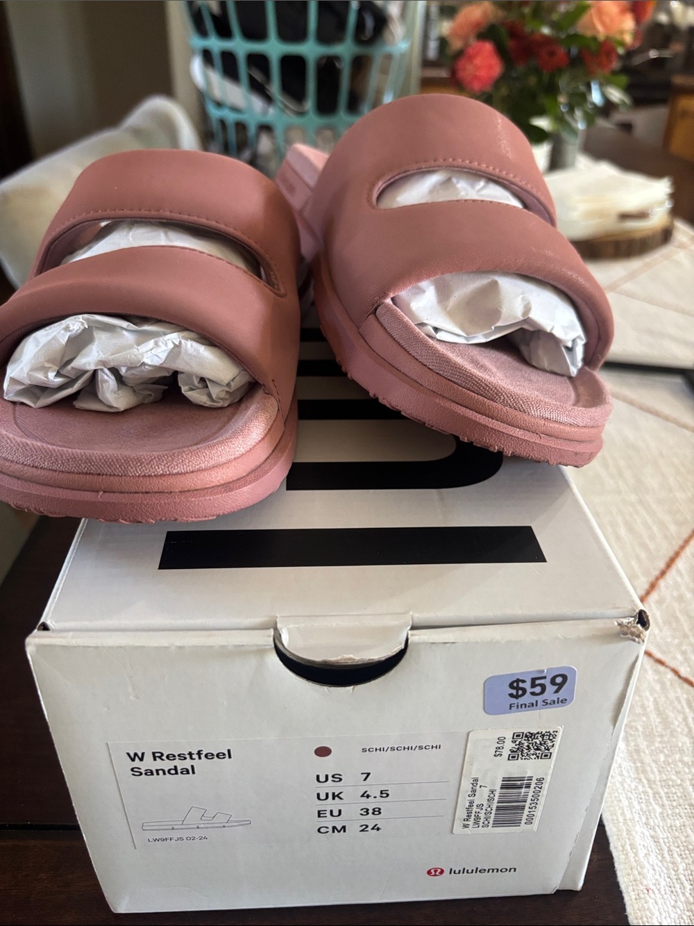 Lululemon restfee Slide Sandals - Dusty Rose size 7